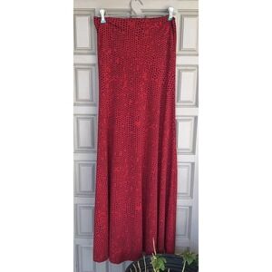 Lularoe Maxi Skirt SzSXS BOHO Red Minipattern Stretch 35"L NWOT